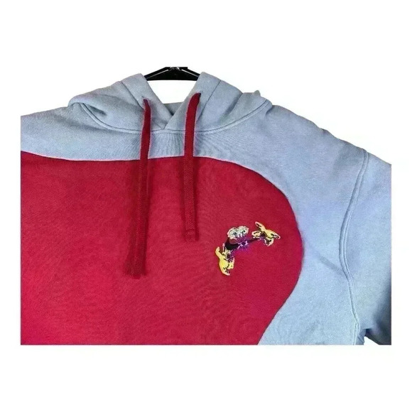 Nike Sportswear Club Galaxy Pullover Hoodie Sweatshirt Red Gray Embroidered Med - Picture 4 of 12